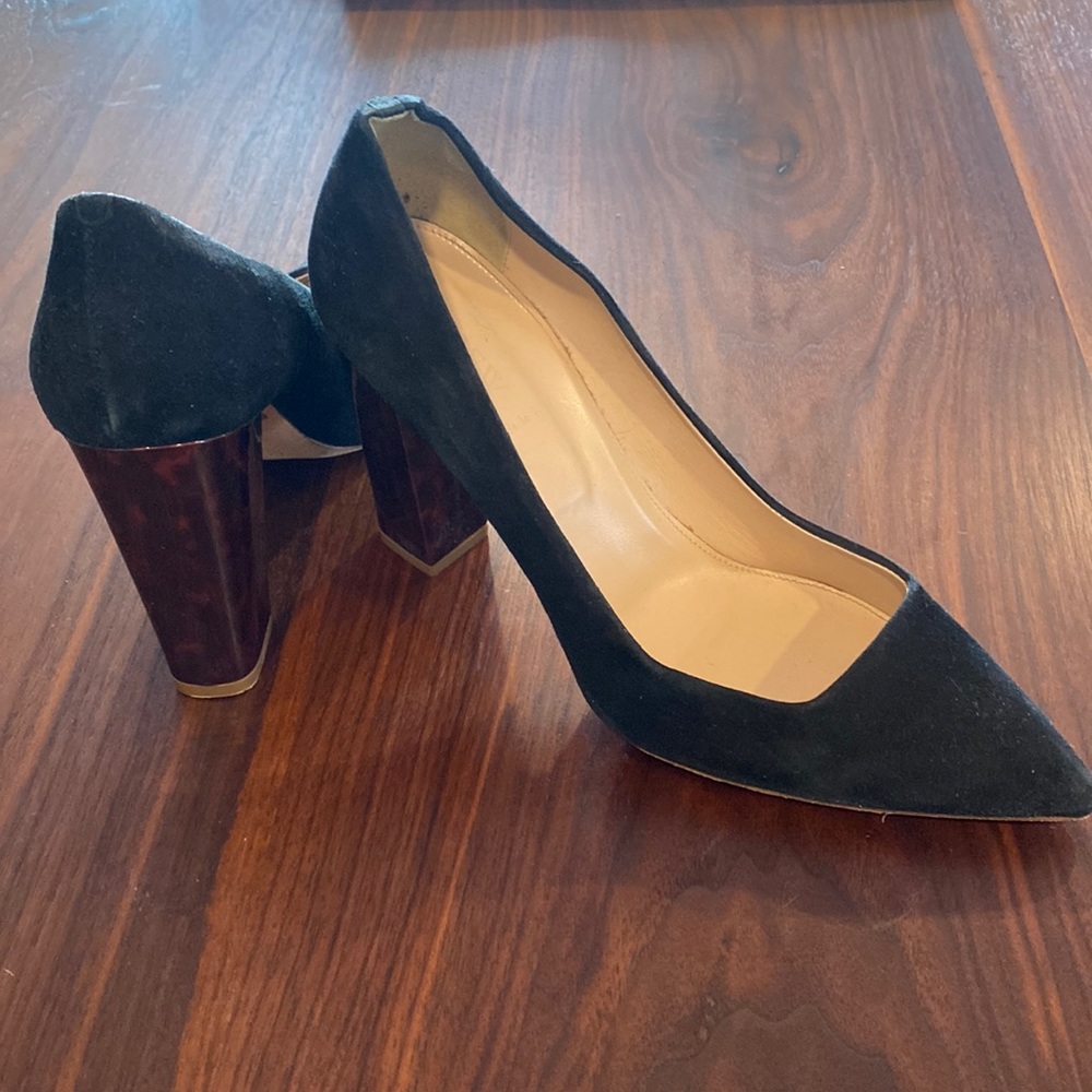 Excellent condition black suede/tortoise j crew heel size 10